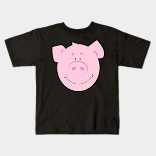 Cute Happy Pig - Pink Kids T-Shirt